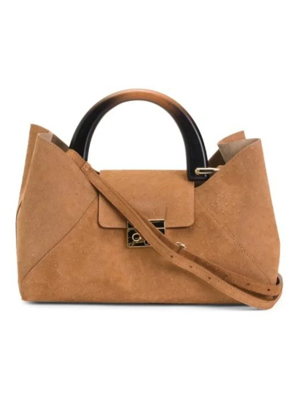 CLAUDIA Made In Italy Suede East West Satchel With Wide Handle